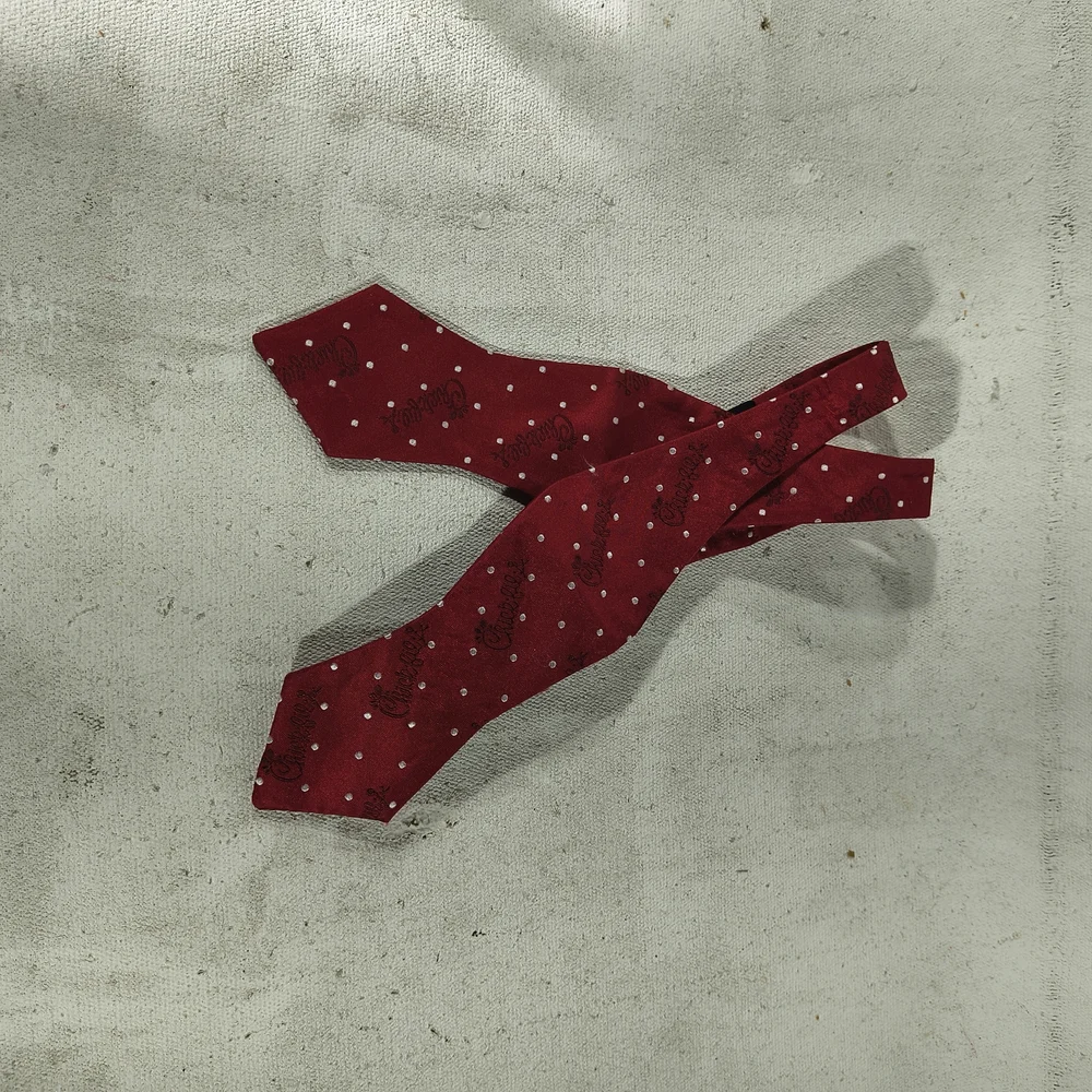 Chik Fil A Branded Uniform Classic Burgundy Polka Dot Bow Tie Adj NKSize 14 - 20